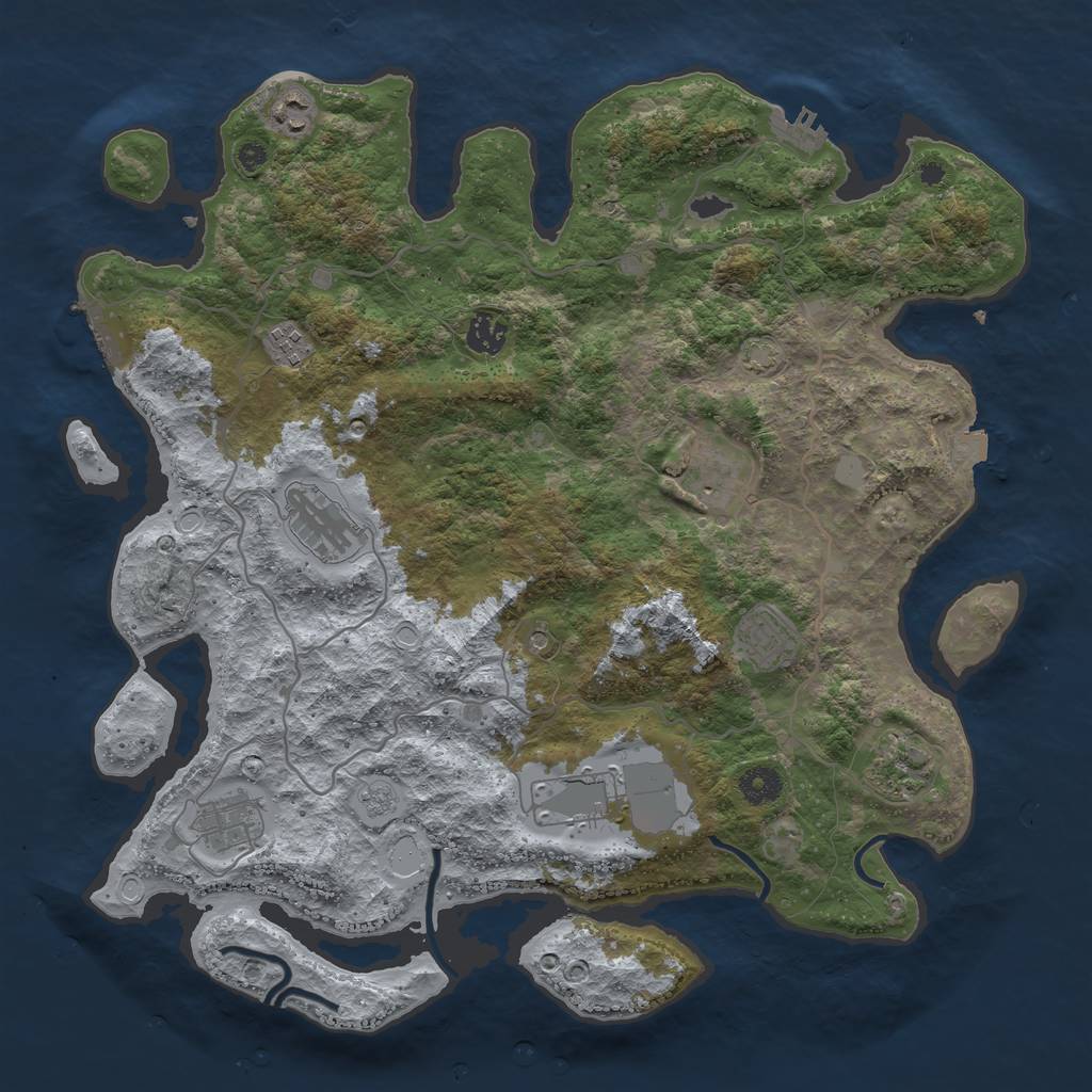 Rust Map: Procedural Map, Size: 4000, Seed: 49000, 17 Monuments