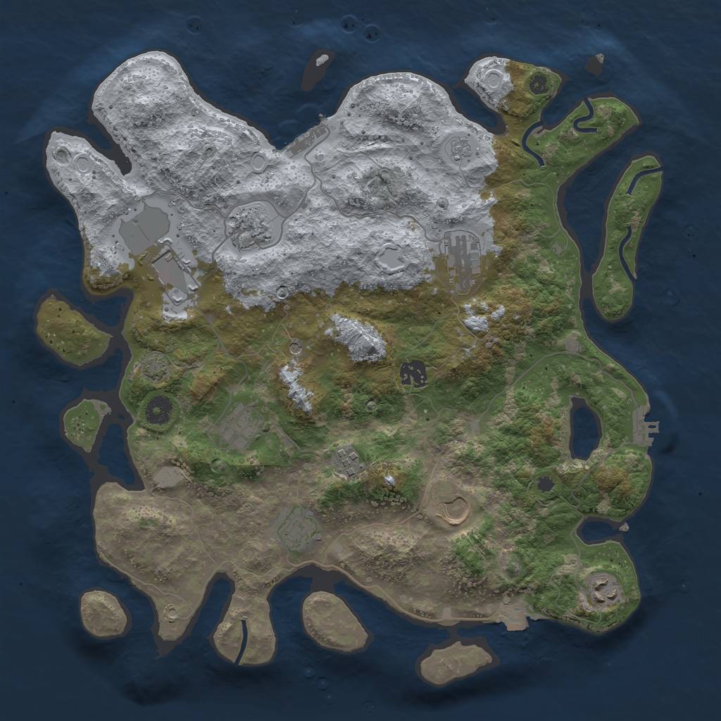 Rust Map: Procedural Map, Size: 3850, Seed: 892845021, 17 Monuments