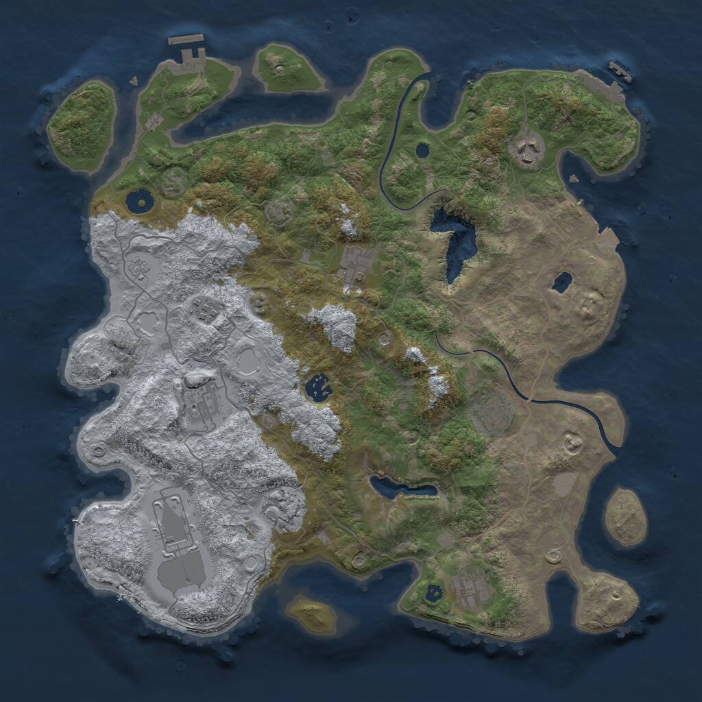 Rust Map: Procedural Map, Size: 4000, Seed: 1340590435, 15 Monuments