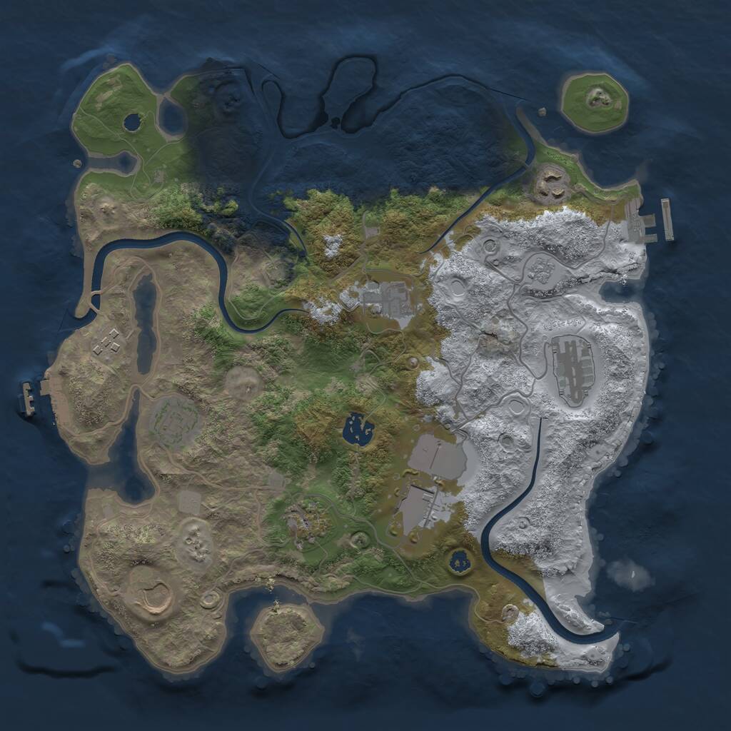 Rust Map: Procedural Map, Size: 3500, Seed: 399365, 15 Monuments