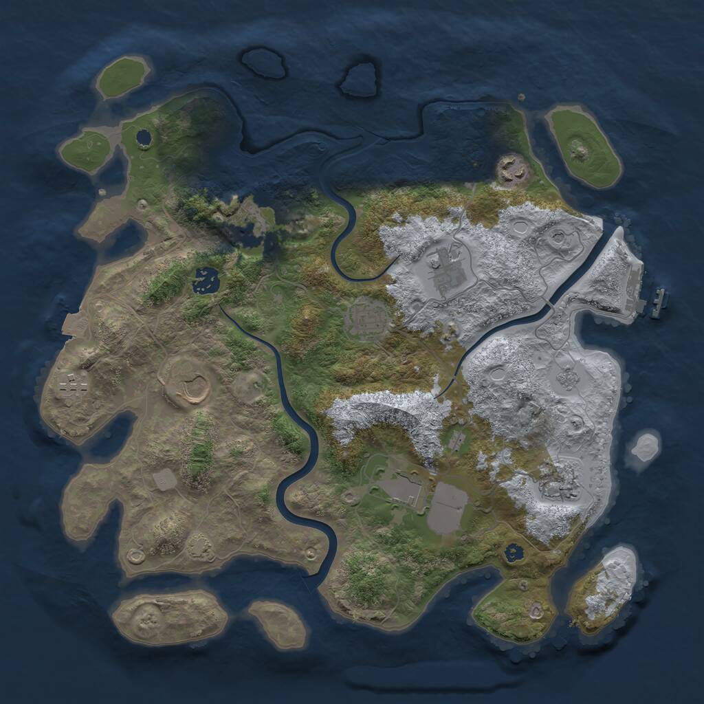 Rust Map: Procedural Map, Size: 3750, Seed: 1674858615, 14 Monuments