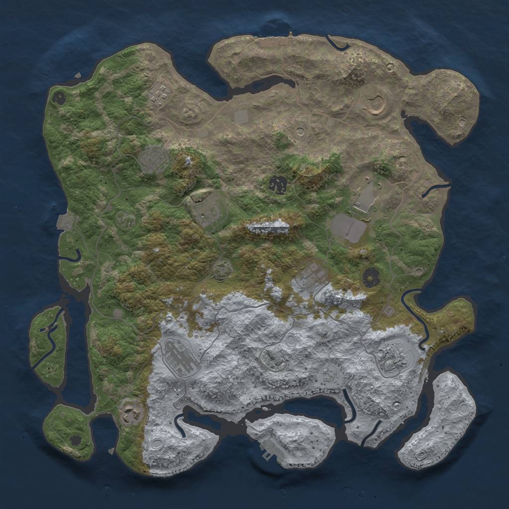 Rust Map: Procedural Map, Size: 4000, Seed: 559956327, 18 Monuments