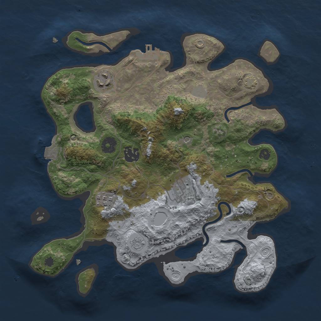 Rust Map: Procedural Map, Size: 3000, Seed: 1102888278, 11 Monuments