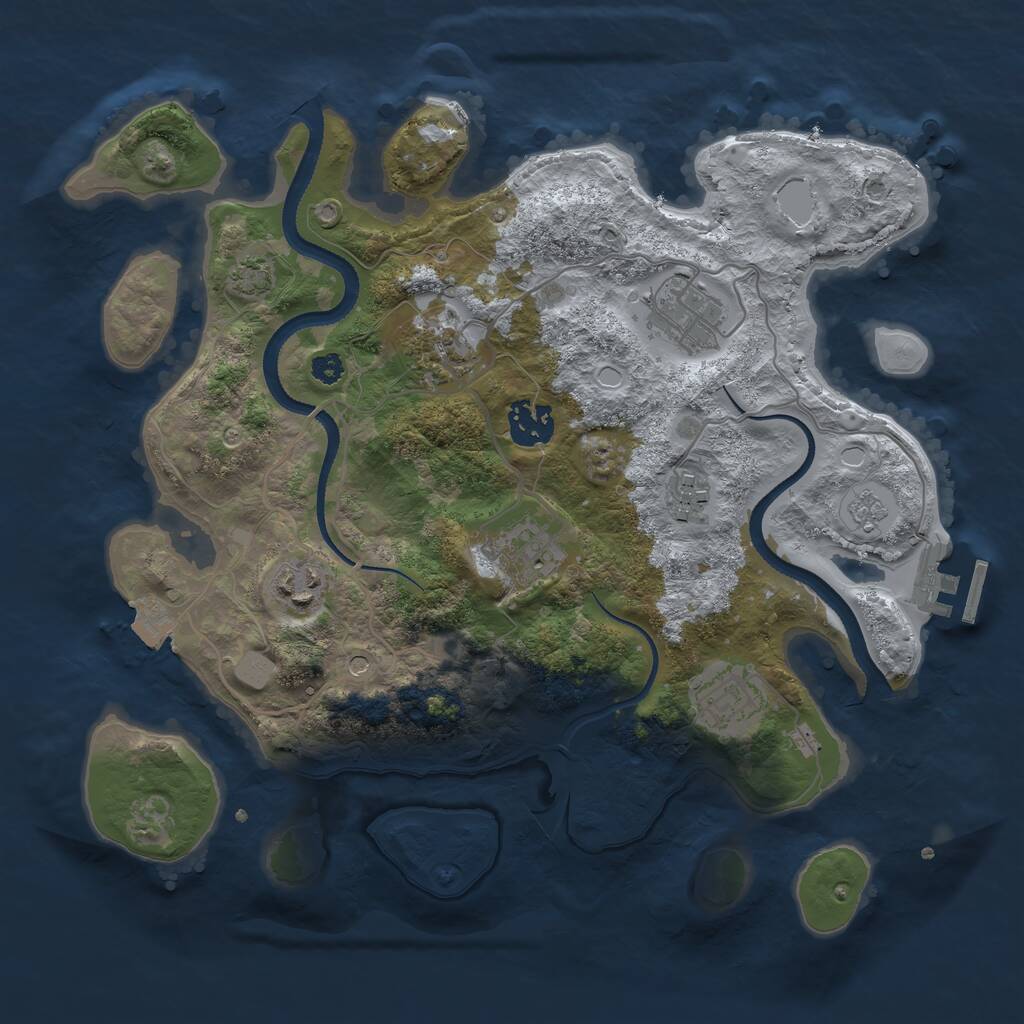 Rust Map: Procedural Map, Size: 3250, Seed: 23369026, 12 Monuments