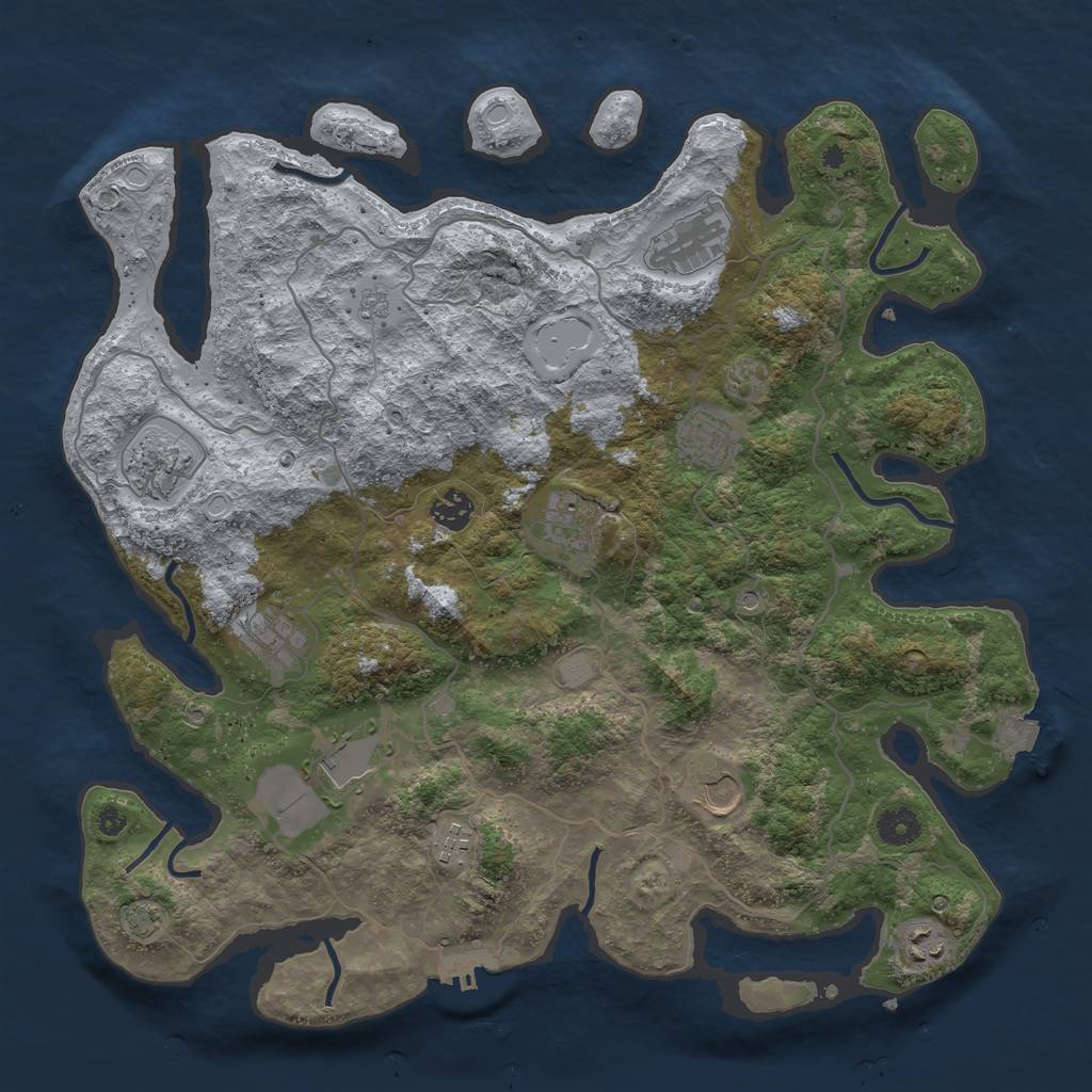 Rust Map: Procedural Map, Size: 4000, Seed: 1563866210, 17 Monuments