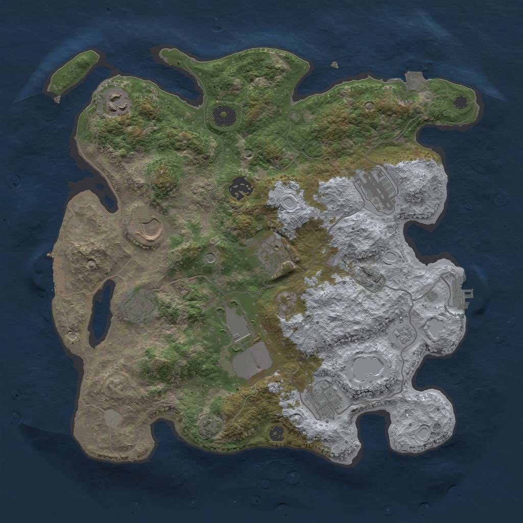 Rust Map: Procedural Map, Size: 3500, Seed: 3773, 16 Monuments