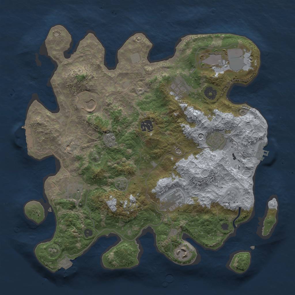 Rust Map: Procedural Map, Size: 3500, Seed: 1824255975, 17 Monuments