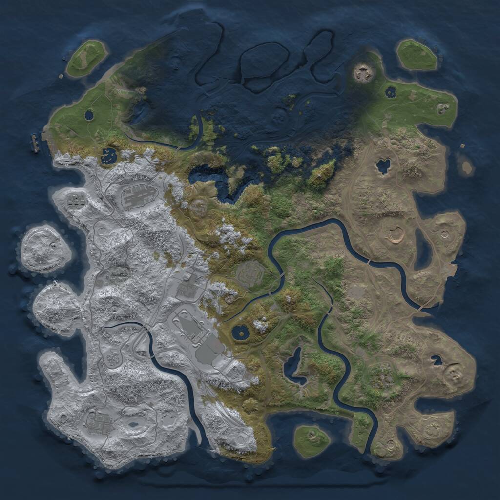 Rust Map: Procedural Map, Size: 4500, Seed: 689776, 16 Monuments
