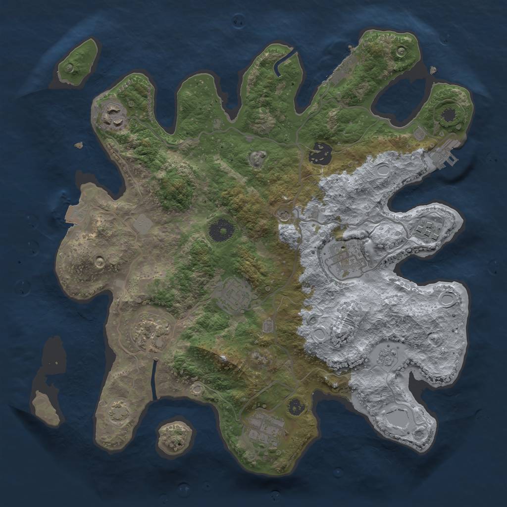 Rust Map: Procedural Map, Size: 3250, Seed: 1015872853, 15 Monuments