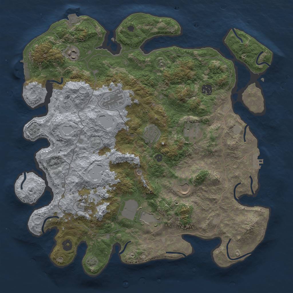 Rust Map: Procedural Map, Size: 4000, Seed: 303103485, 17 Monuments