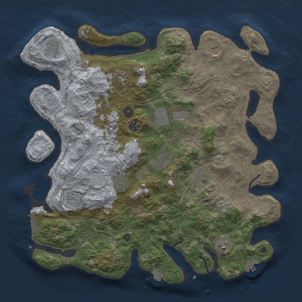 Rust Map: Procedural Map, Size: 4250, Seed: 827016077, 19 Monuments