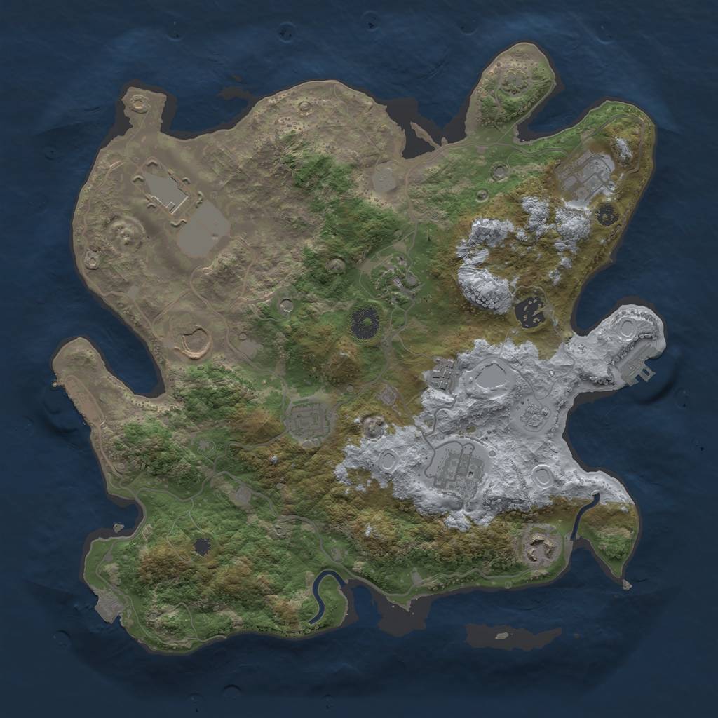 Rust Map: Procedural Map, Size: 3500, Seed: 79480945, 17 Monuments