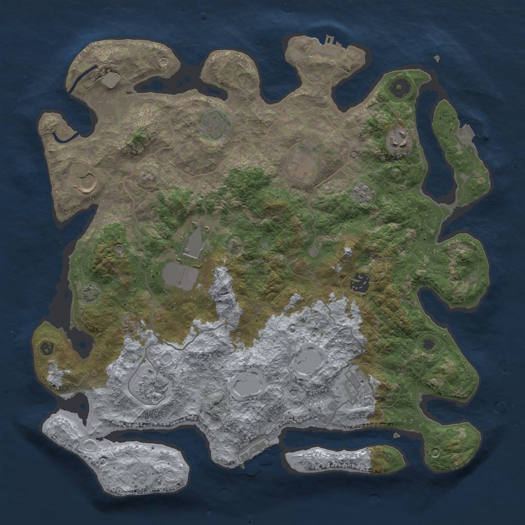 Rust Map: Procedural Map, Size: 4000, Seed: 1998218446, 17 Monuments