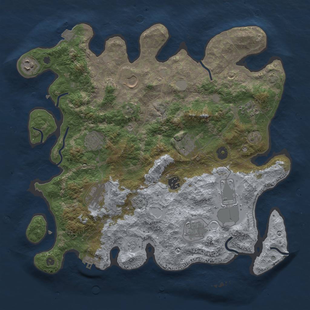 Rust Map: Procedural Map, Size: 3800, Seed: 4875281, 17 Monuments