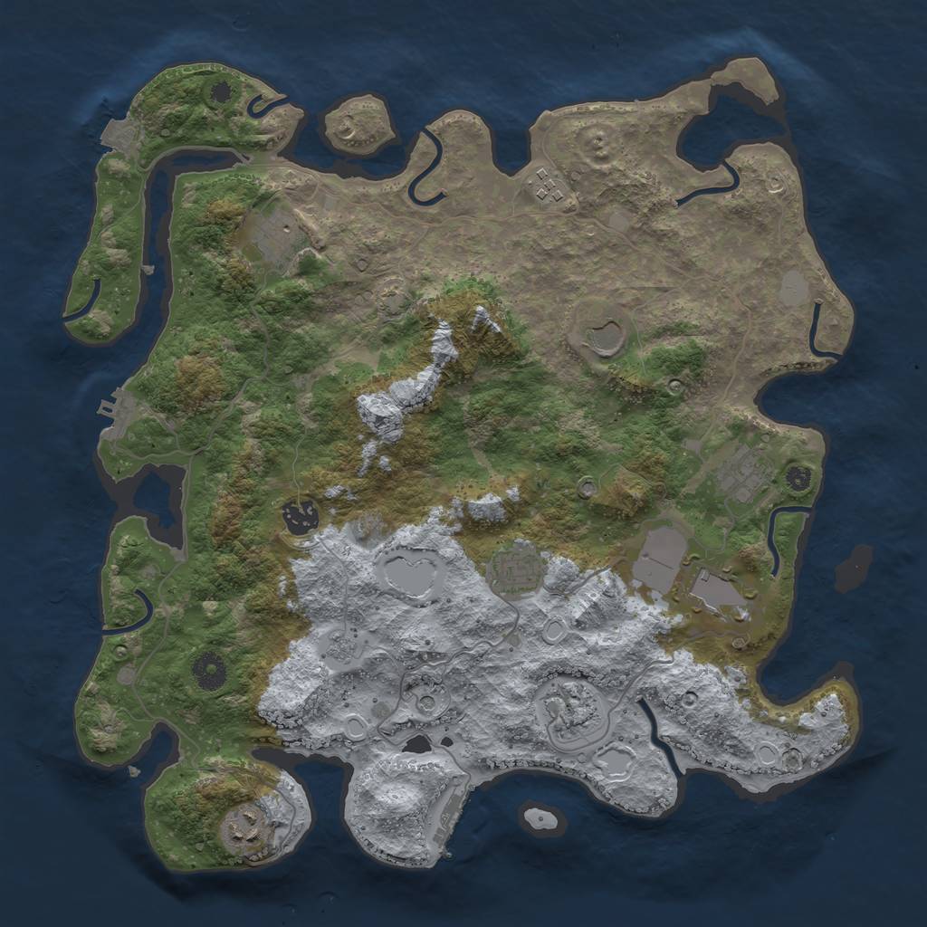 Rust Map: Procedural Map, Size: 3850, Seed: 19311763, 17 Monuments