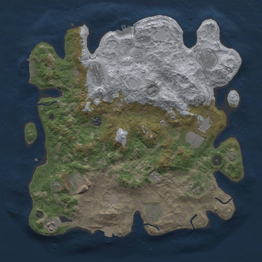 Rust Map: Procedural Map, Size: 3850, Seed: 5805603, 17 Monuments