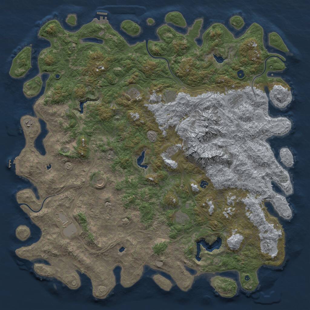 Rust Map: Procedural Map, Size: 6000, Seed: 280819690, 17 Monuments