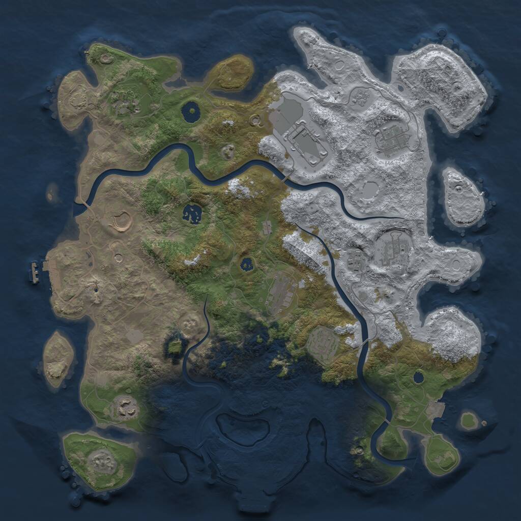 Rust Map: Procedural Map, Size: 3950, Seed: 12988016, 16 Monuments