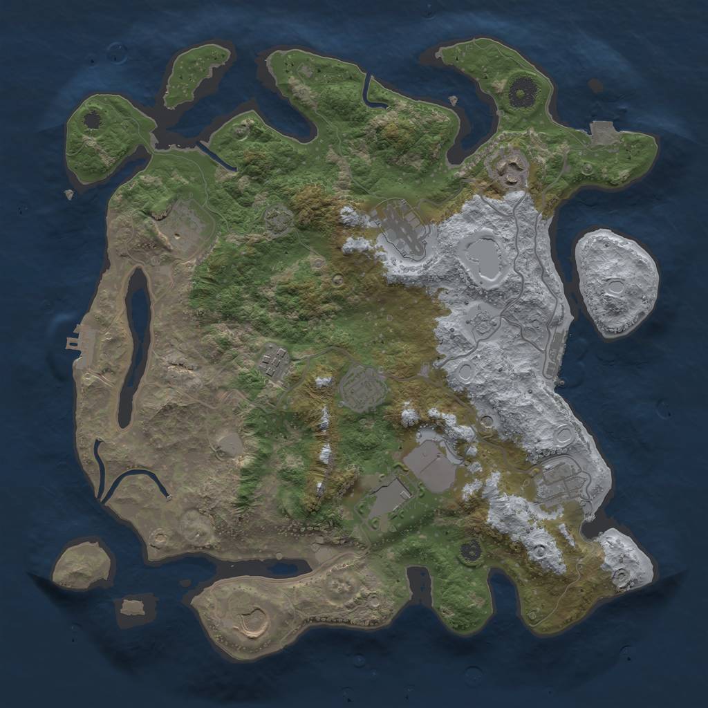 Rust Map: Procedural Map, Size: 3550, Seed: 49142135, 16 Monuments