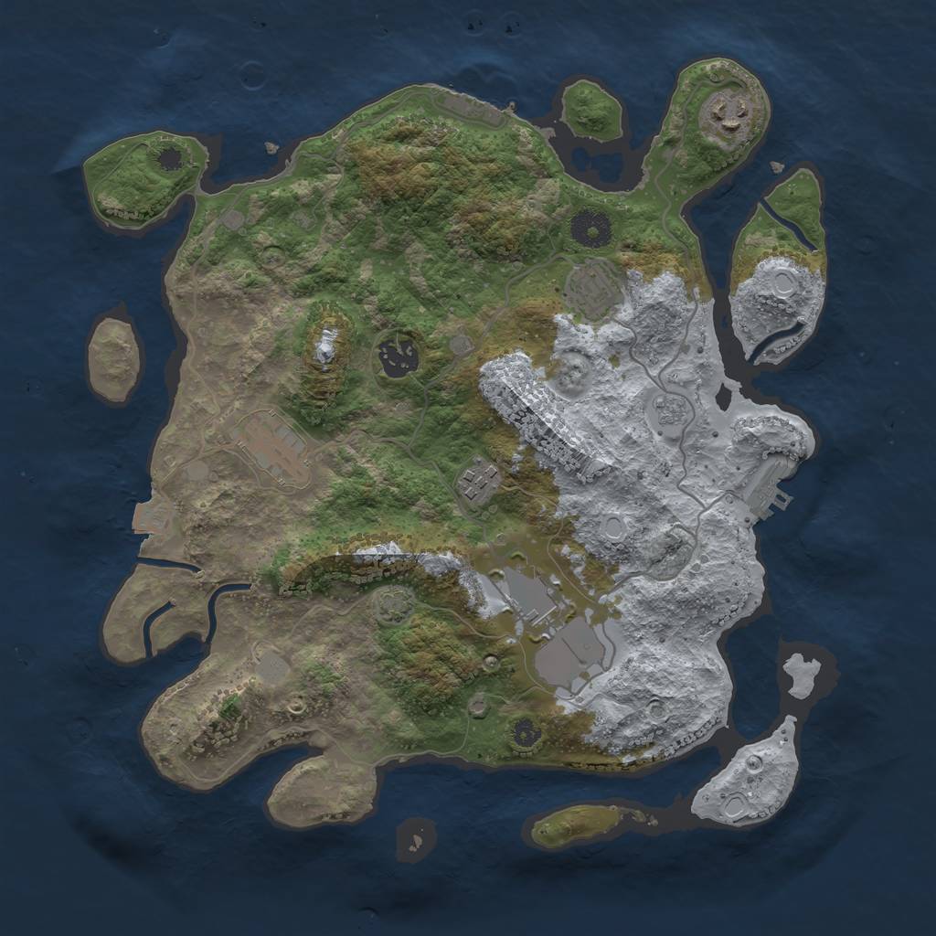 Rust Map: Procedural Map, Size: 3500, Seed: 828496236, 13 Monuments