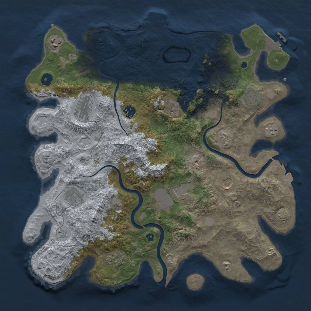 Rust Map: Procedural Map, Size: 3950, Seed: 56791860, 16 Monuments