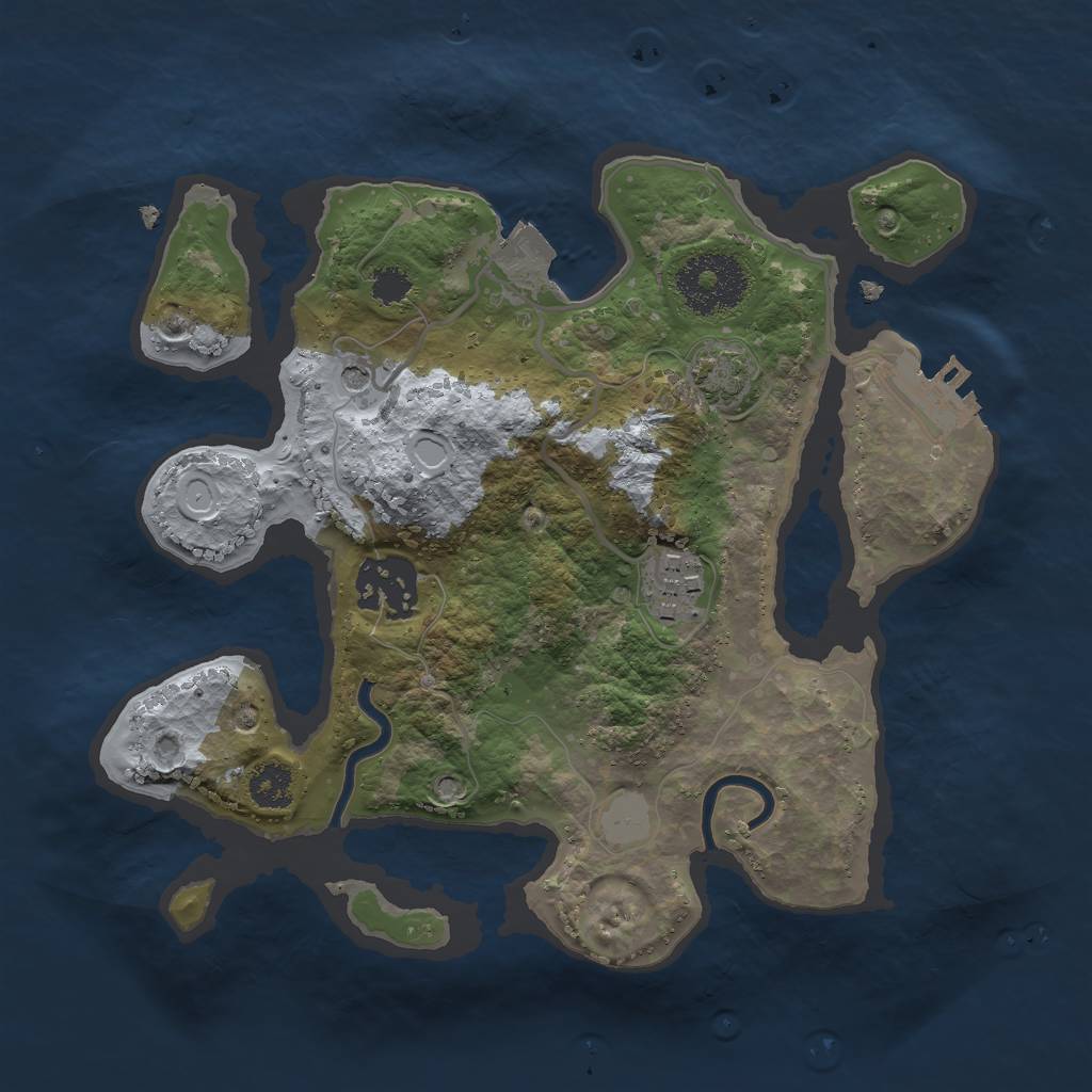 Rust Map: Procedural Map, Size: 2500, Seed: 25685426, 8 Monuments