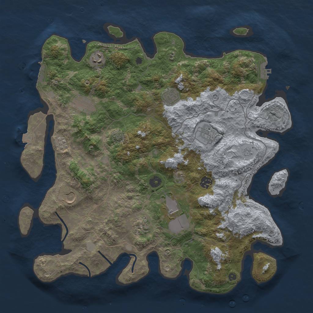 Rust Map: Procedural Map, Size: 4000, Seed: 64590, 17 Monuments