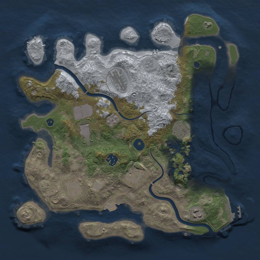 Rust Map: Procedural Map, Size: 3500, Seed: 869365003, 13 Monuments
