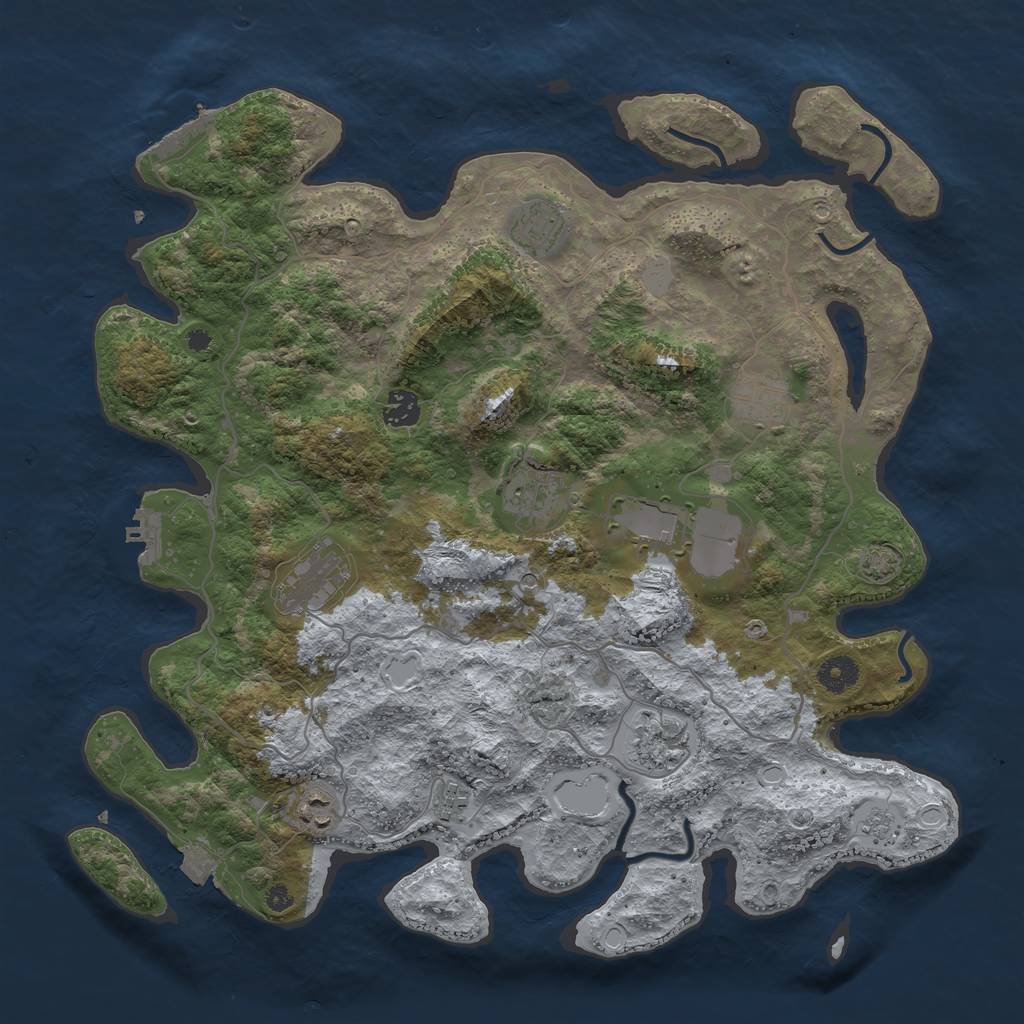 Rust Map: Procedural Map, Size: 4000, Seed: 1258288889, 17 Monuments