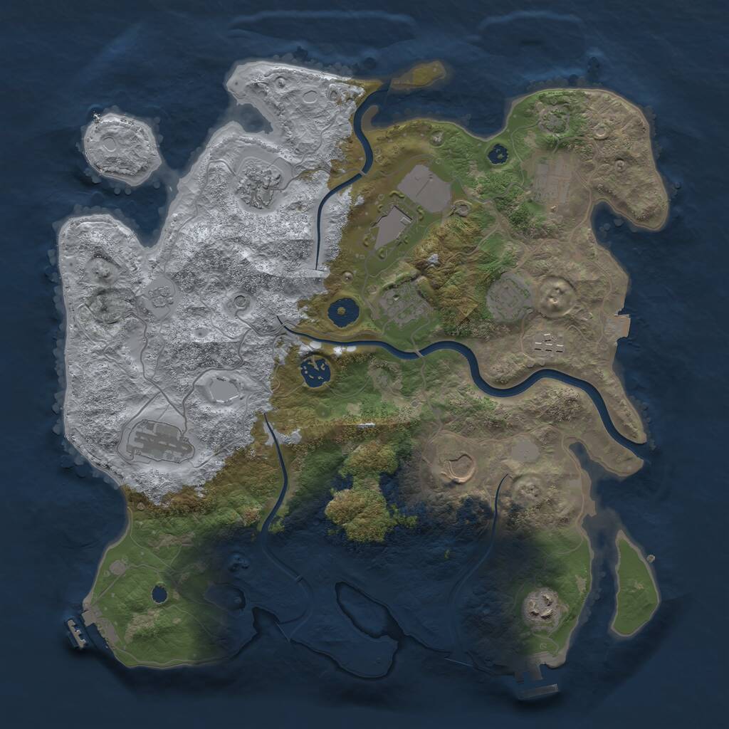 Rust Map: Procedural Map, Size: 3750, Seed: 78451756, 16 Monuments