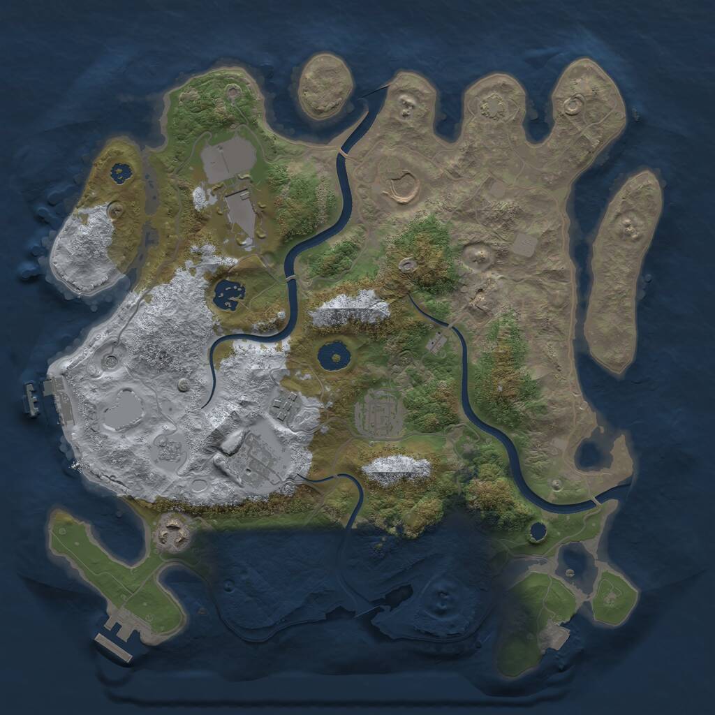 Rust Map: Procedural Map, Size: 3500, Seed: 59633077, 13 Monuments