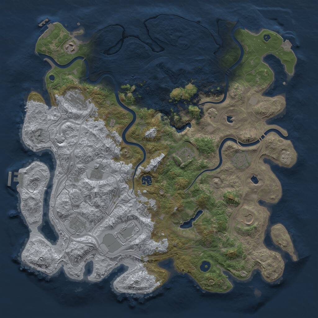 Rust Map: Procedural Map, Size: 4500, Seed: 1465206, 17 Monuments
