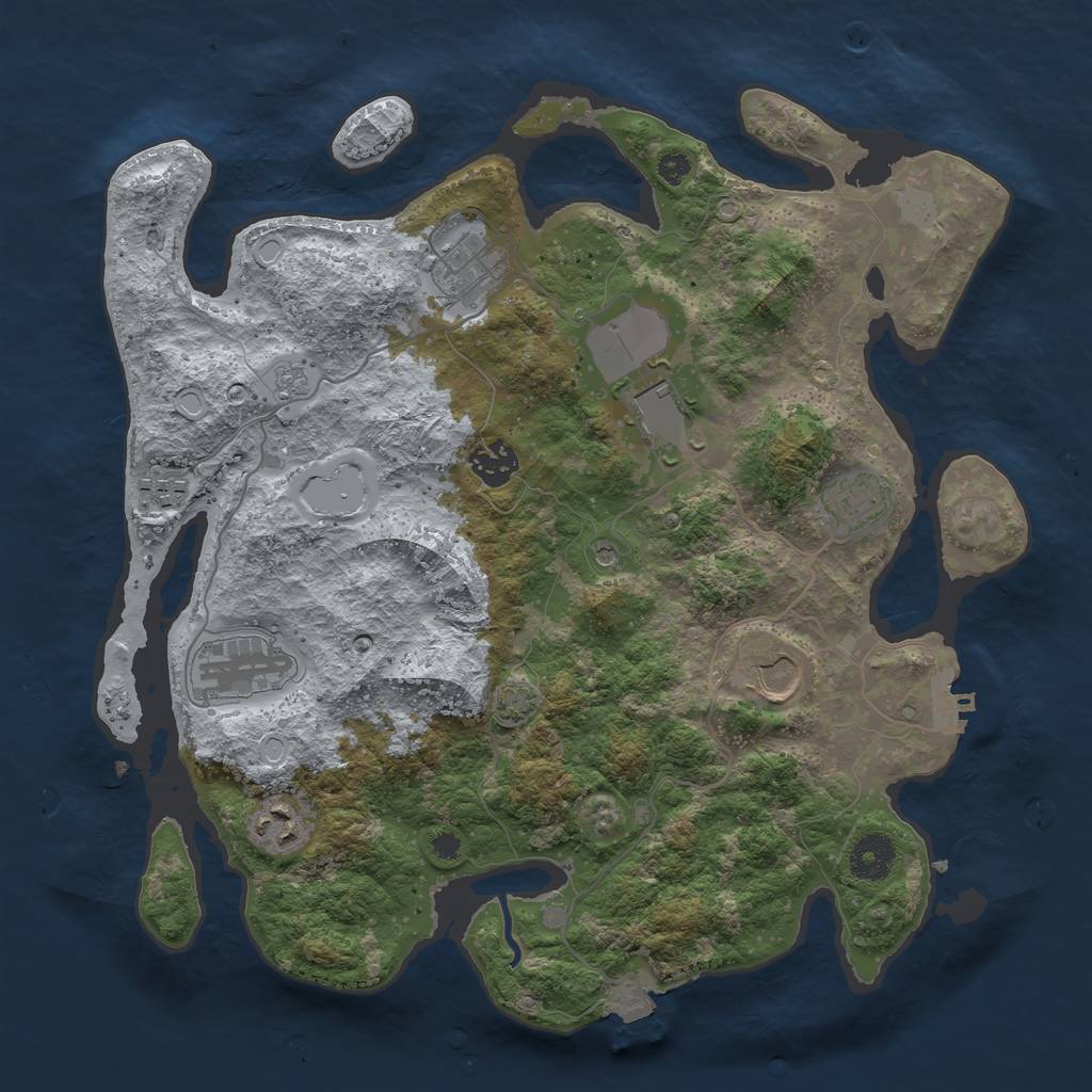 Rust Map: Procedural Map, Size: 3550, Seed: 30897490, 15 Monuments