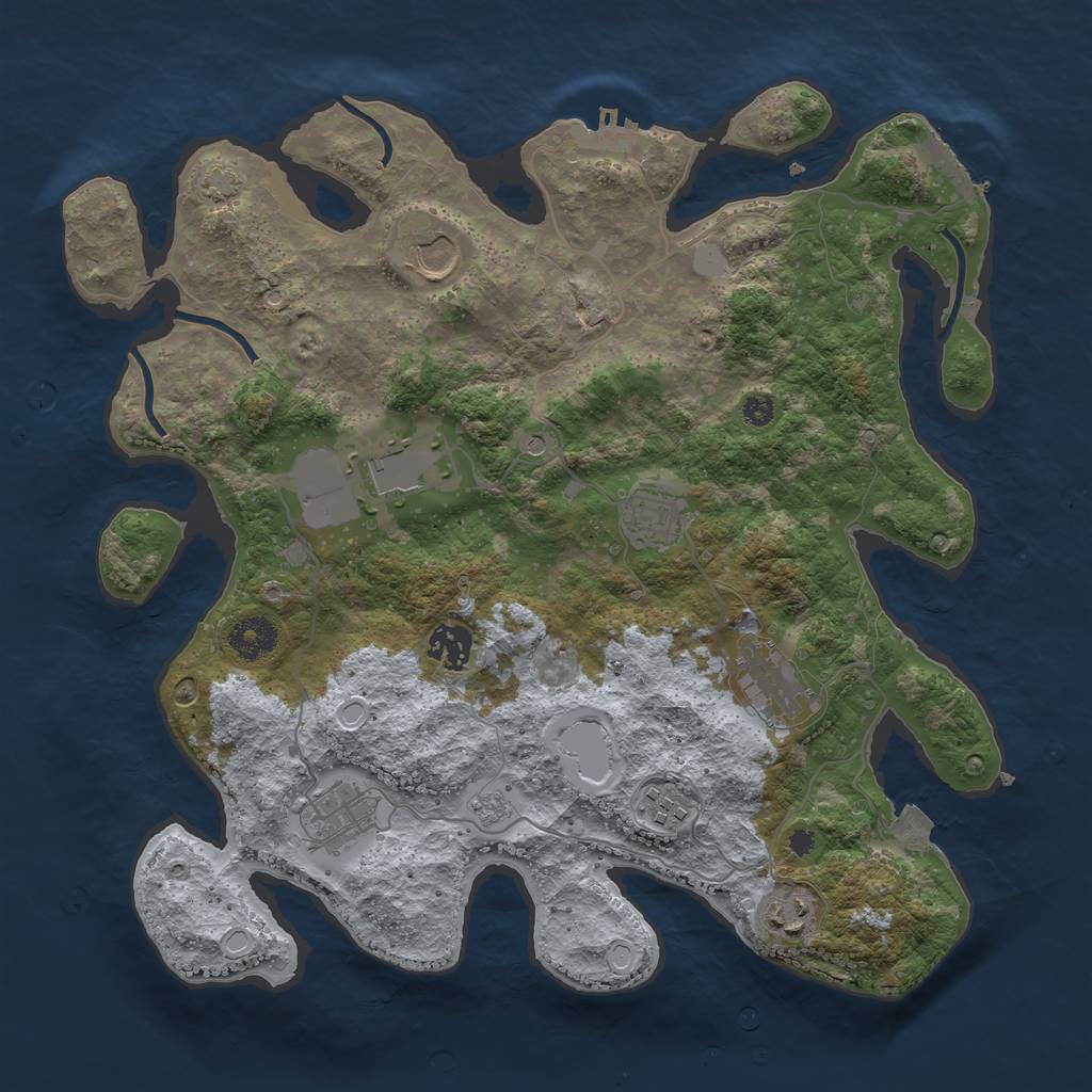 Rust Map: Procedural Map, Size: 3600, Seed: 88520132, 16 Monuments