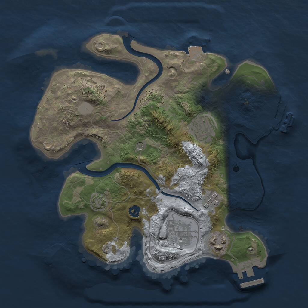 Rust Map: Procedural Map, Size: 2600, Seed: 8055741, 9 Monuments