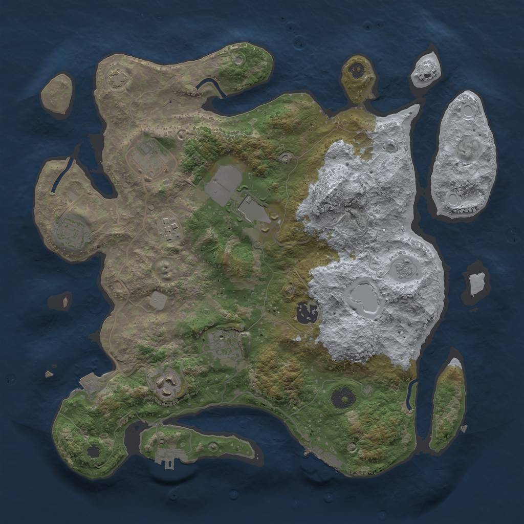 Rust Map: Procedural Map, Size: 3500, Seed: 19025, 14 Monuments