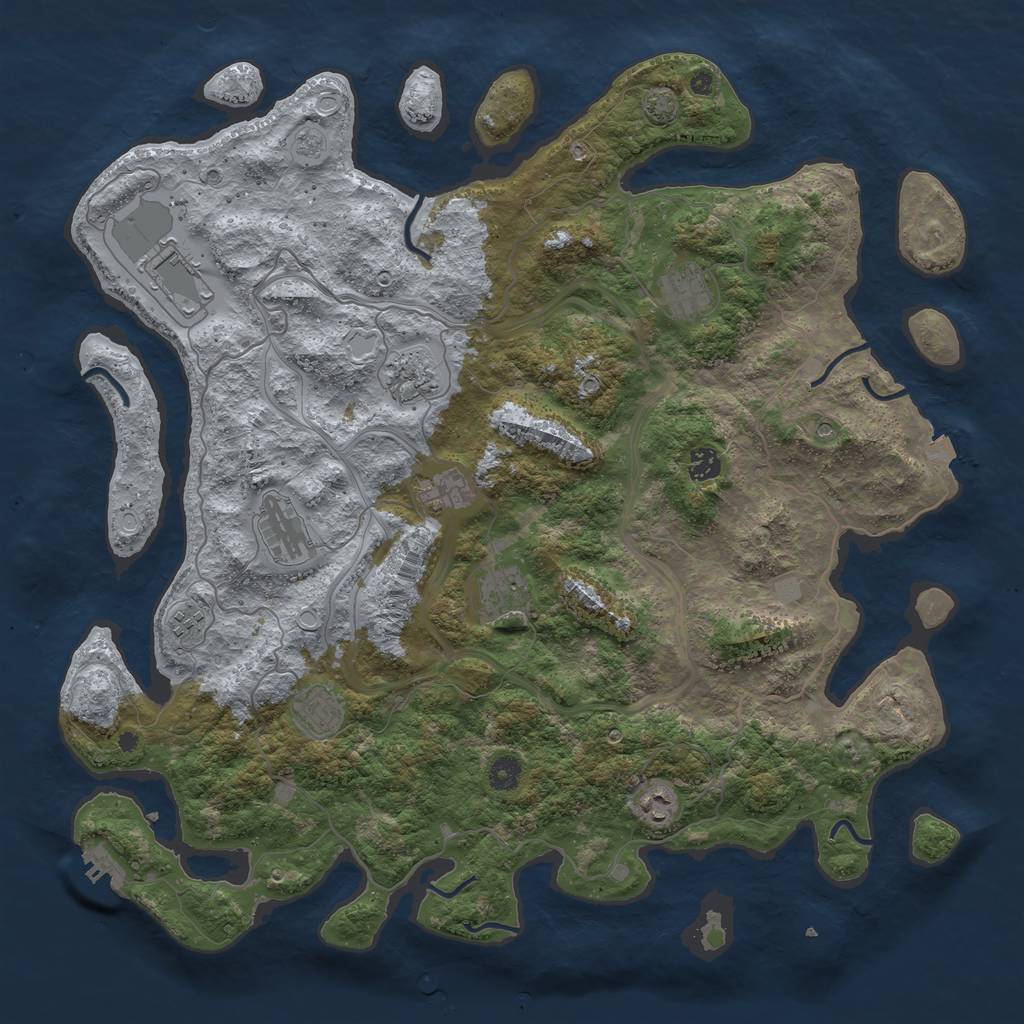 Rust Map: Procedural Map, Size: 4500, Seed: 420690, 17 Monuments