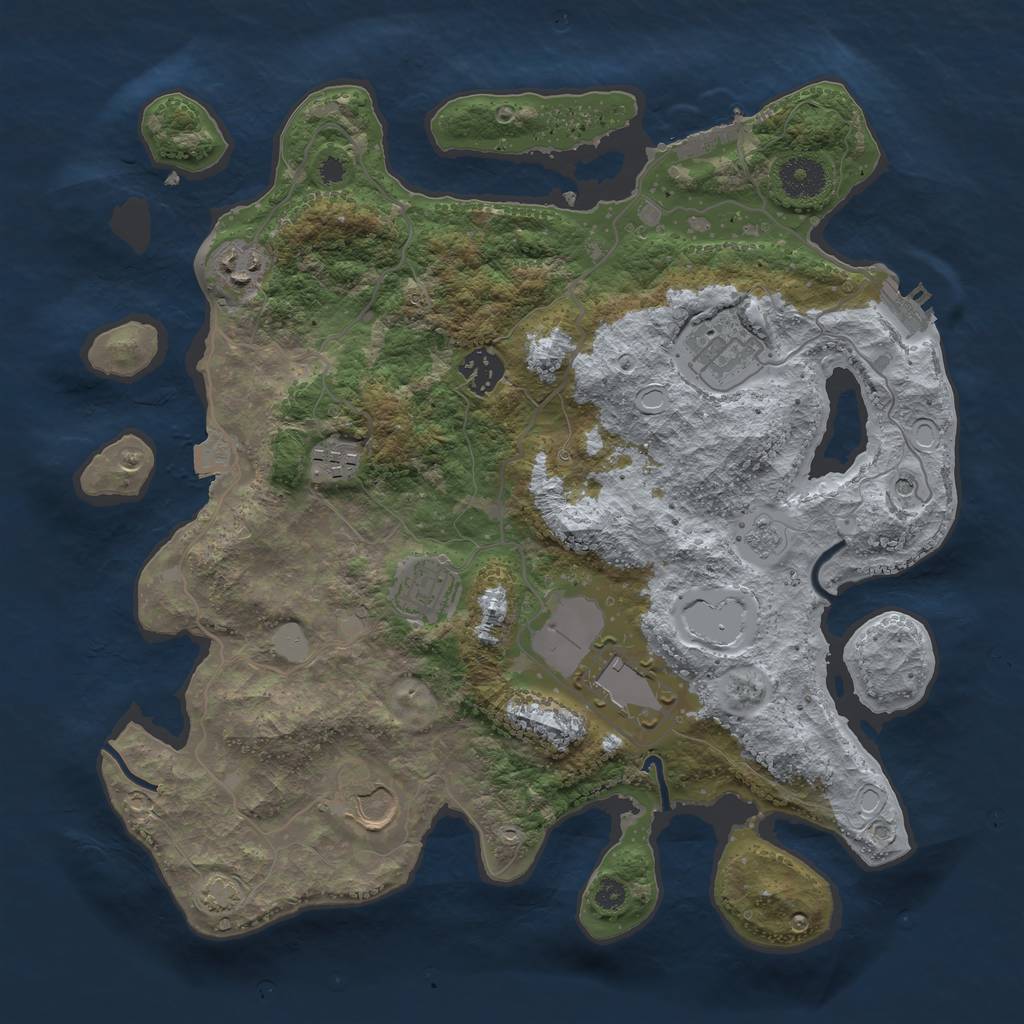 Rust Map: Procedural Map, Size: 3500, Seed: 925776988, 15 Monuments