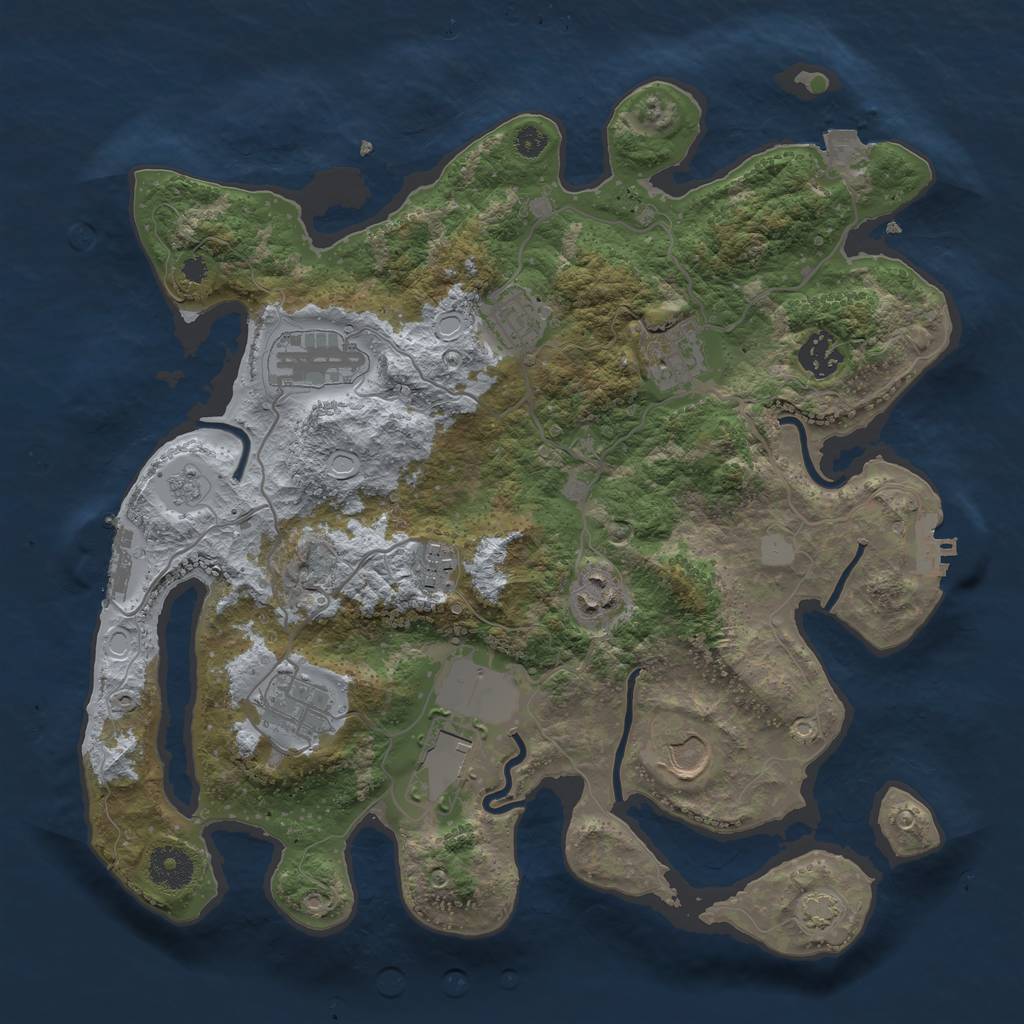 Rust Map: Procedural Map, Size: 3500, Seed: 191197503, 16 Monuments