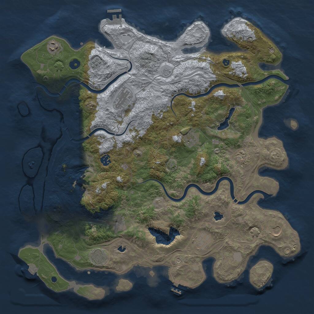 Rust Map: Procedural Map, Size: 4500, Seed: 646934487, 16 Monuments