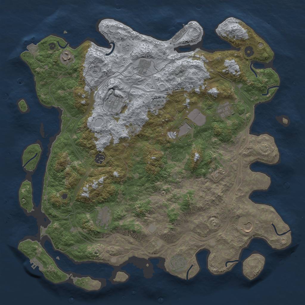 Rust Map: Procedural Map, Size: 4500, Seed: 646934487, 19 Monuments