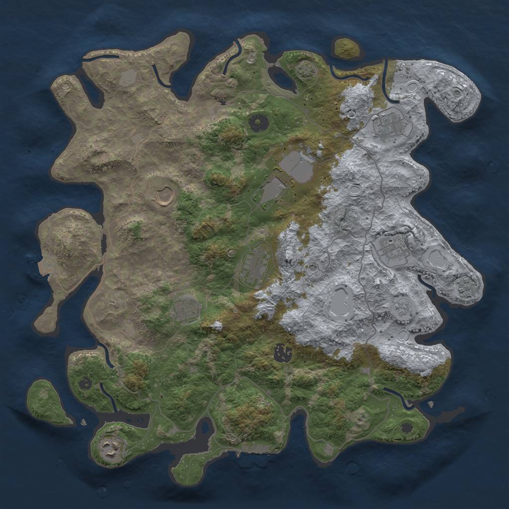 Rust Map: Procedural Map, Size: 4000, Seed: 1898664589, 16 Monuments