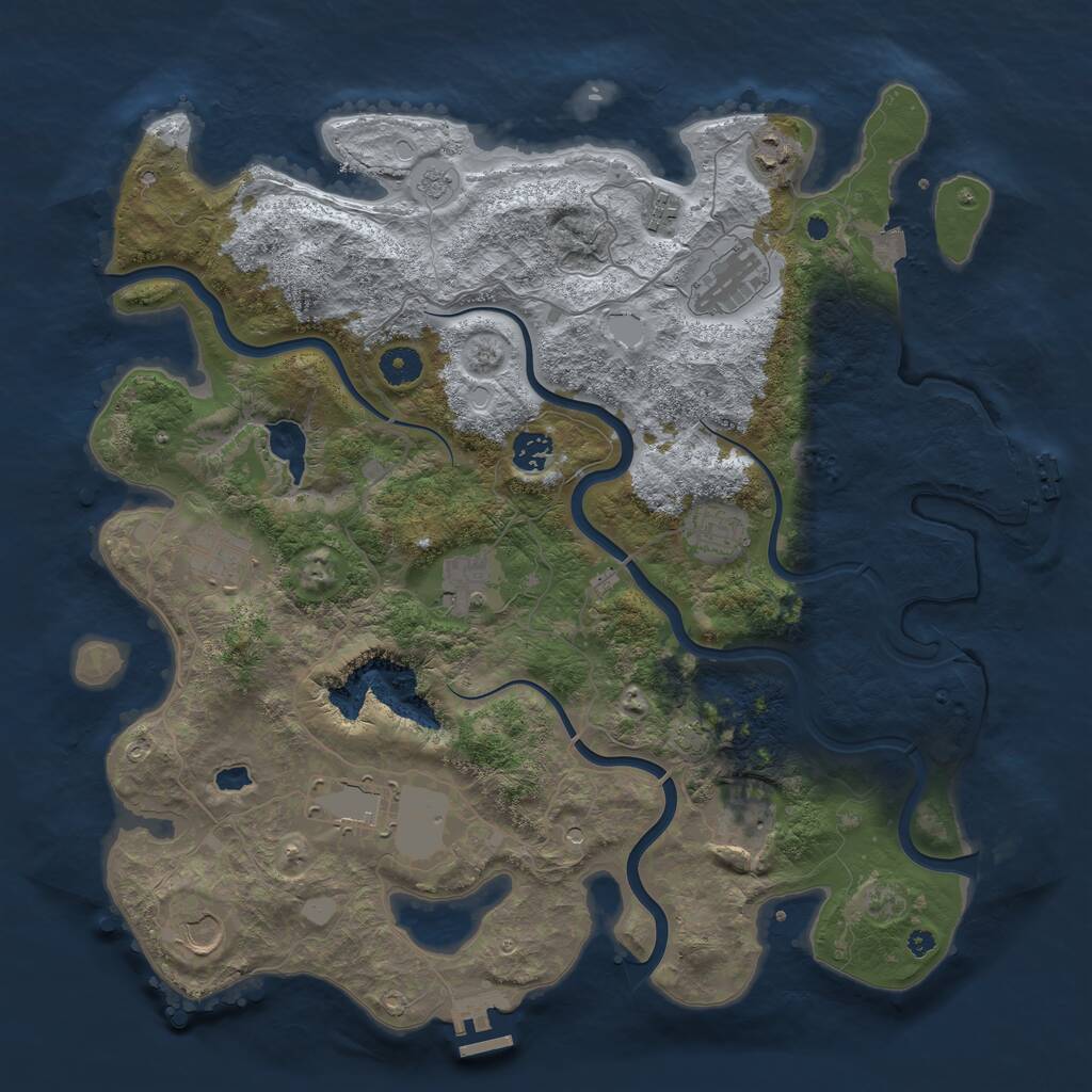 Rust Map: Procedural Map, Size: 4086, Seed: 43422, 16 Monuments
