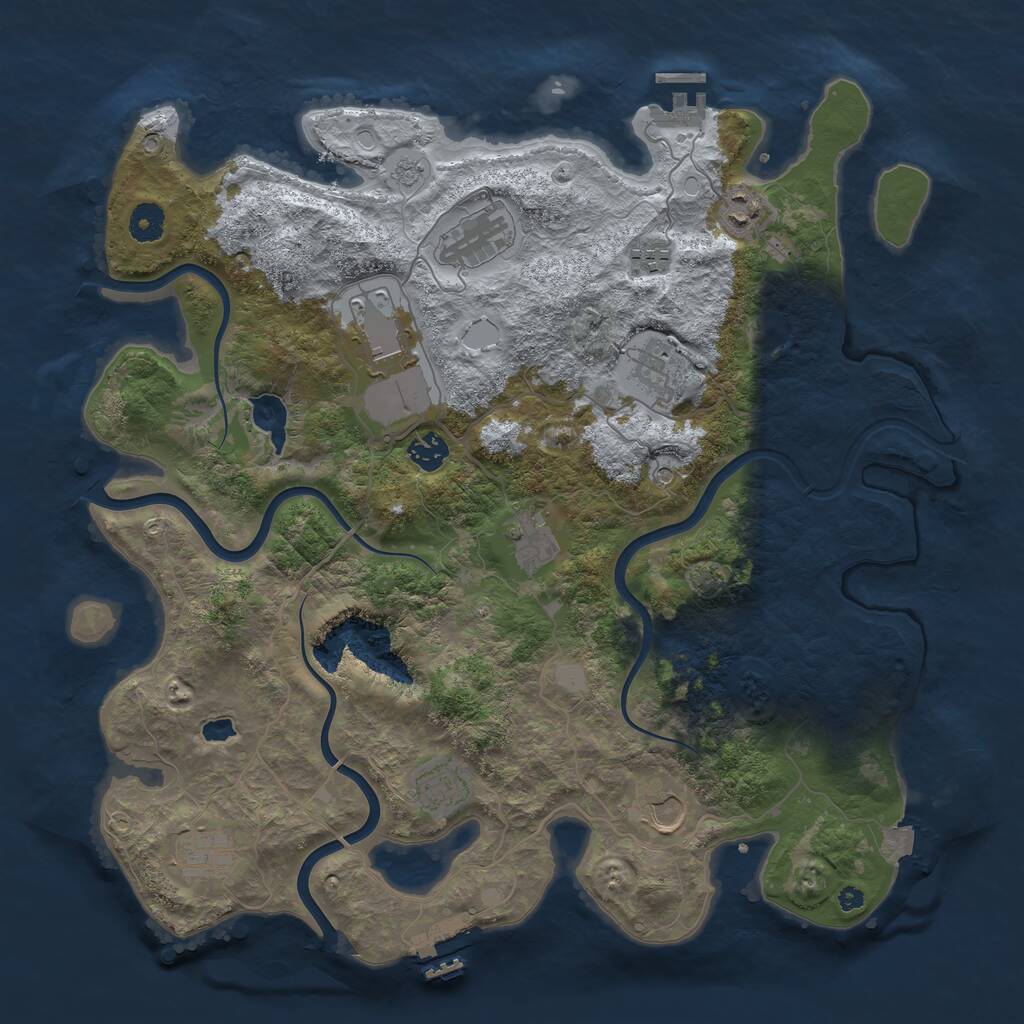 Rust Map: Procedural Map, Size: 4086, Seed: 43422, 16 Monuments