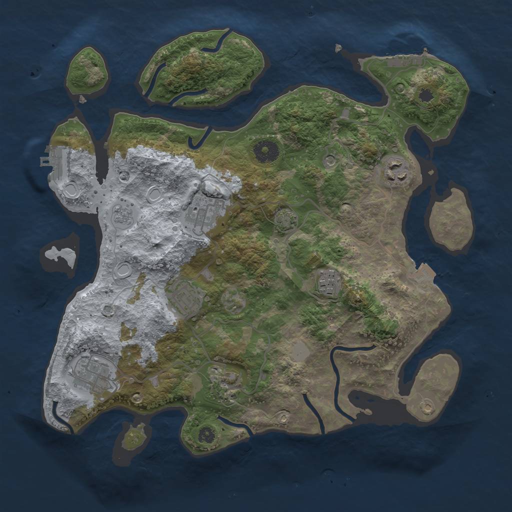 Rust Map: Procedural Map, Size: 3200, Seed: 1905409445, 14 Monuments