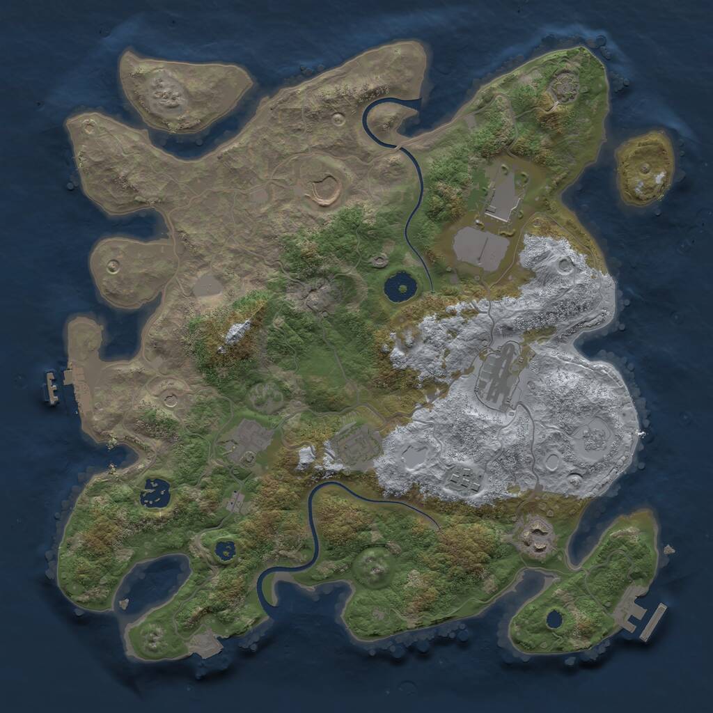 Rust Map: Procedural Map, Size: 3500, Seed: 1364679819, 14 Monuments