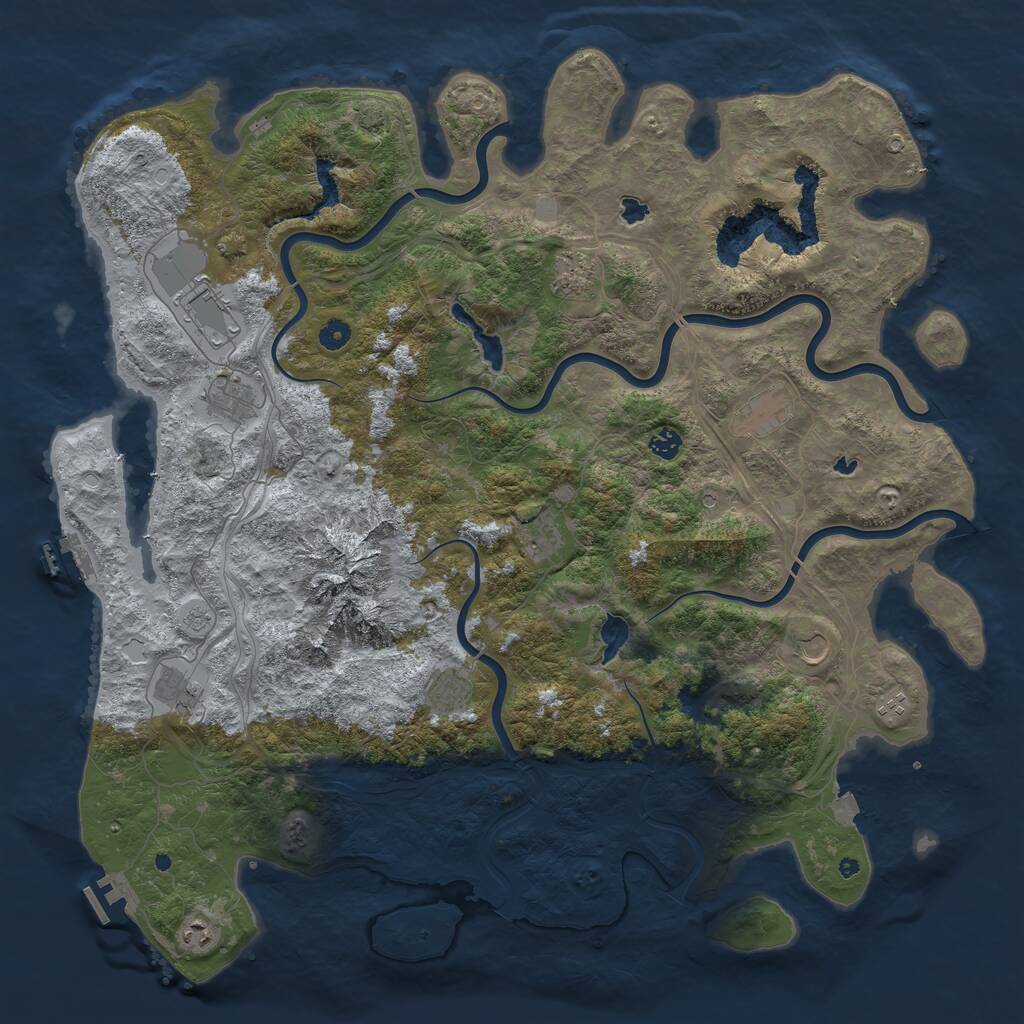 Rust Map: Procedural Map, Size: 5000, Seed: 768205, 17 Monuments