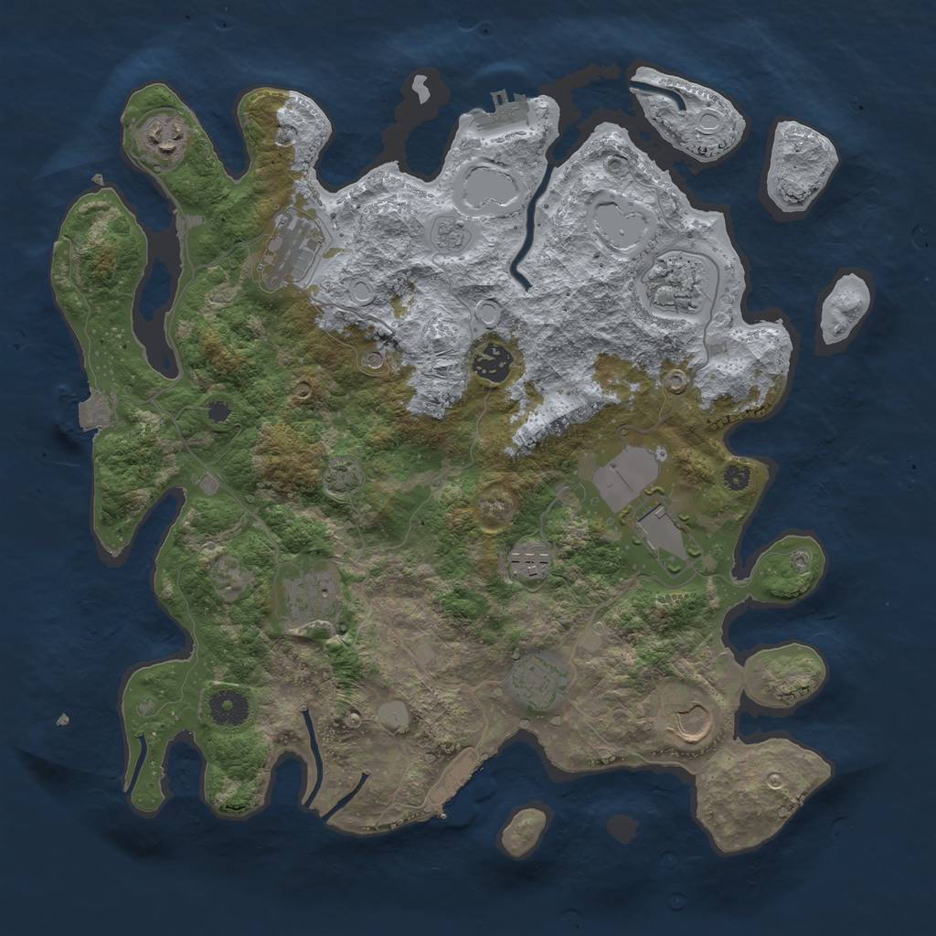 Rust Map: Procedural Map, Size: 3700, Seed: 1385350984, 17 Monuments