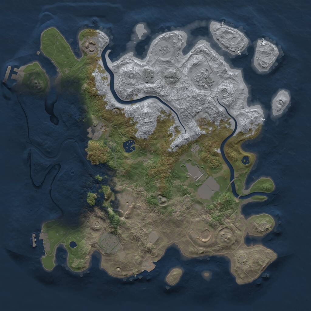 Rust Map: Procedural Map, Size: 3700, Seed: 1385350984, 15 Monuments