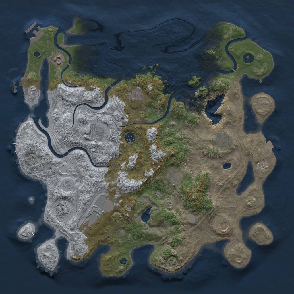 Rust Map: Procedural Map, Size: 4250, Seed: 2142308618, 16 Monuments
